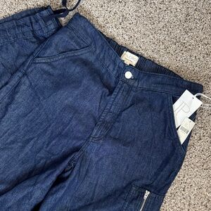 Pilcro Dark Blue Denim Cargo Style with Relaxed Fit & Tie at Hem